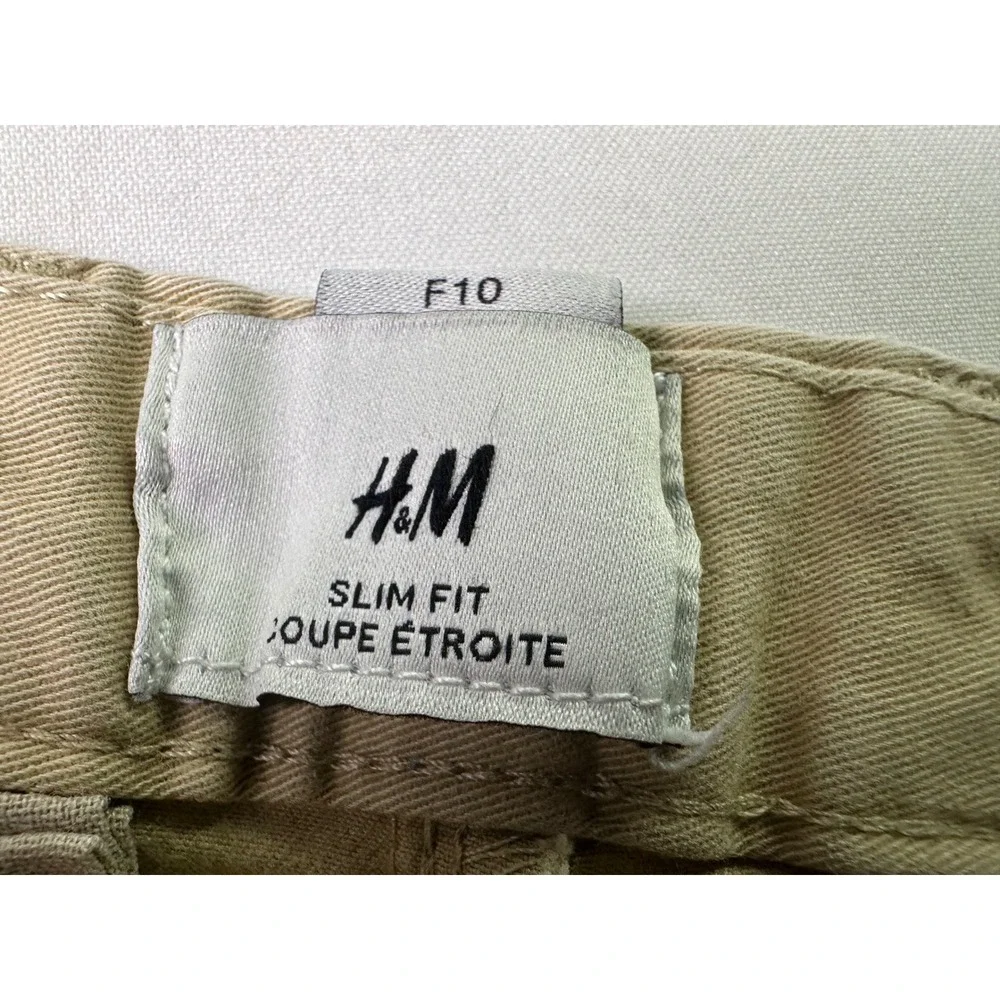 H&M Slim Fit Chino Pants Tan Khaki Mens Flat Front Casual Preppy Twill Slacks 32